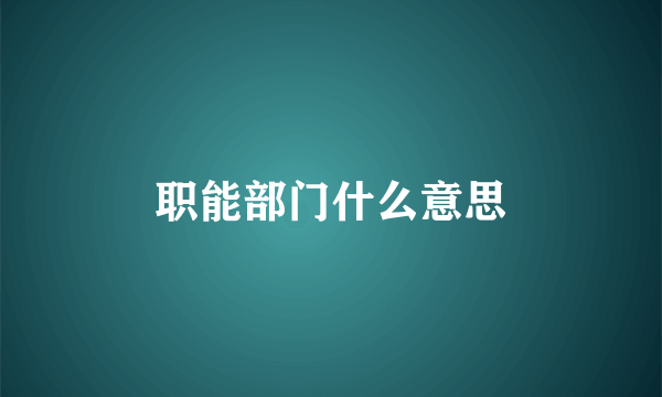 职能部门什么意思