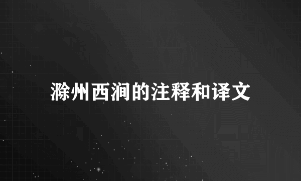 滁州西涧的注释和译文