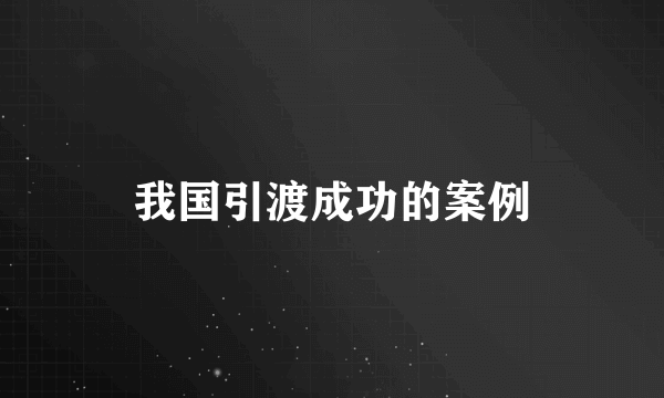 我国引渡成功的案例