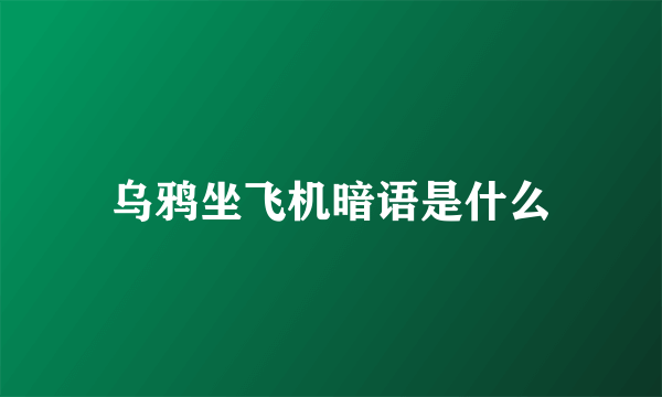 乌鸦坐飞机暗语是什么