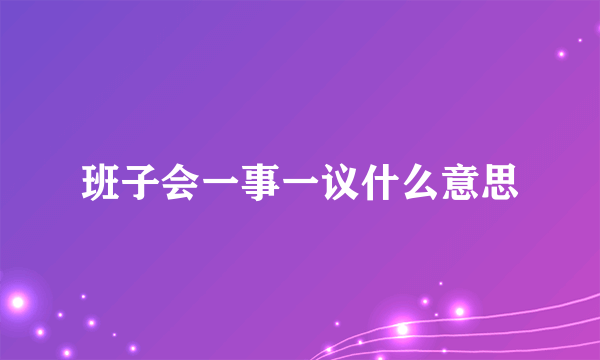 班子会一事一议什么意思