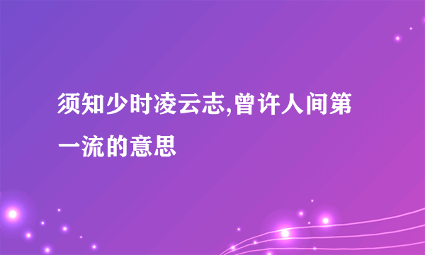 须知少时凌云志,曾许人间第一流的意思
