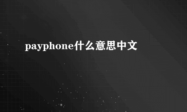 payphone什么意思中文