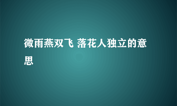 微雨燕双飞 落花人独立的意思