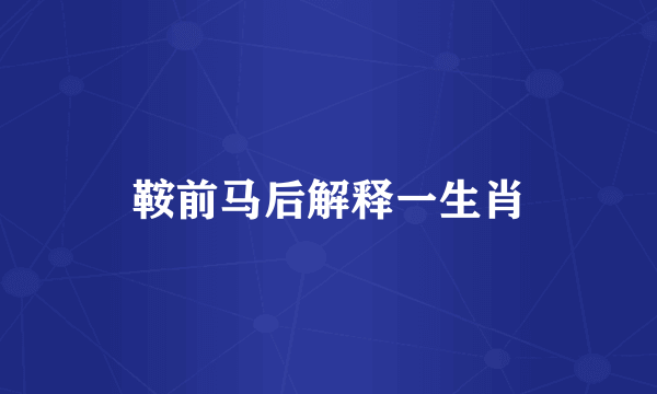 鞍前马后解释一生肖
