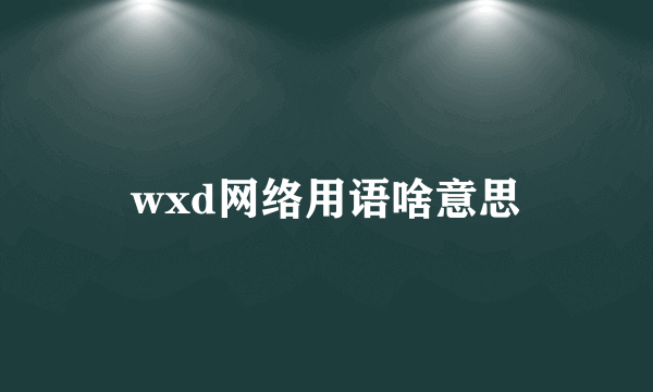 wxd网络用语啥意思
