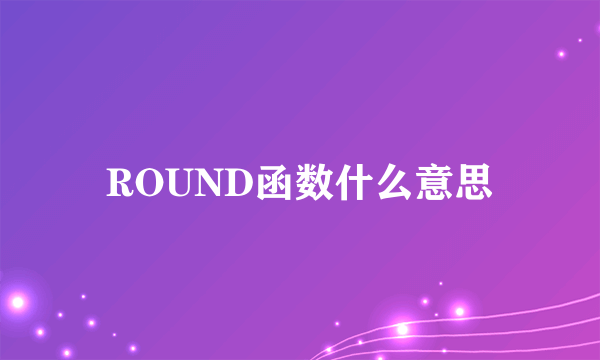 ROUND函数什么意思