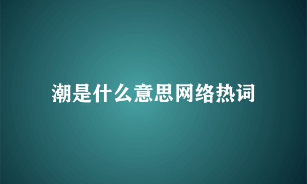 潮是什么意思网络热词