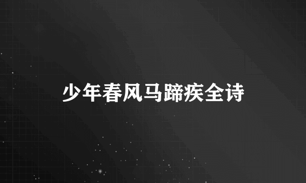 少年春风马蹄疾全诗