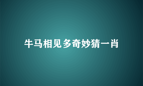 牛马相见多奇妙猜一肖