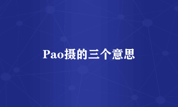 Pao摄的三个意思