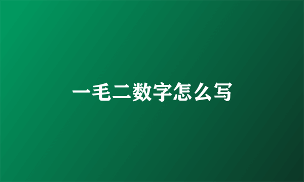 一毛二数字怎么写