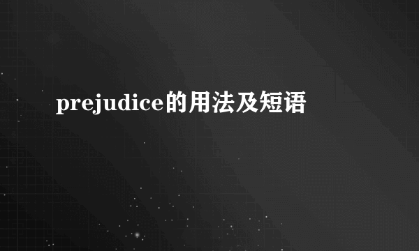 prejudice的用法及短语