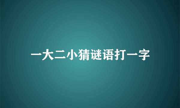 一大二小猜谜语打一字