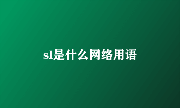 sl是什么网络用语