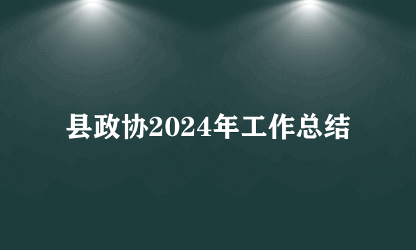 县政协2024年工作总结