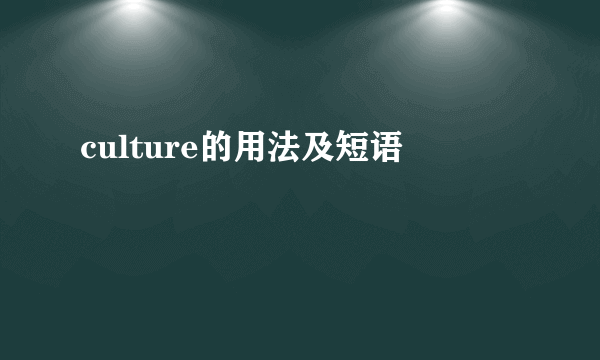 culture的用法及短语
