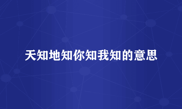 天知地知你知我知的意思