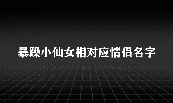 暴躁小仙女相对应情侣名字