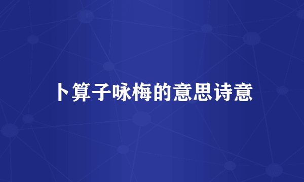 卜算子咏梅的意思诗意
