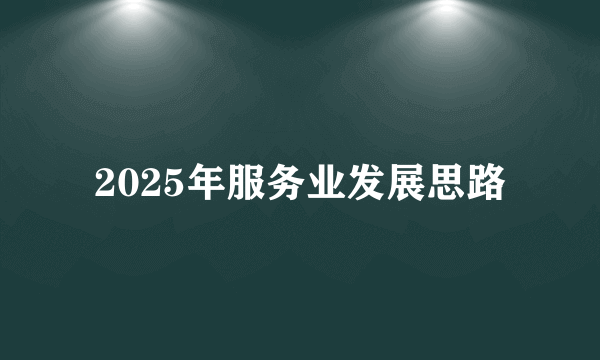 2025年服务业发展思路