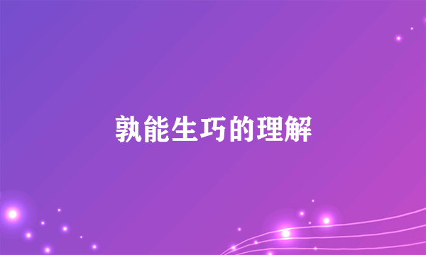 孰能生巧的理解