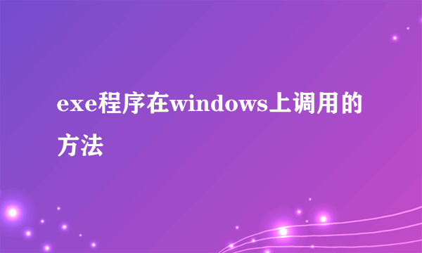 exe程序在windows上调用的方法
