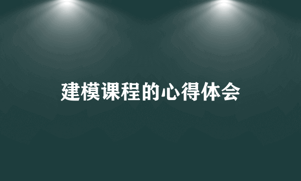 建模课程的心得体会