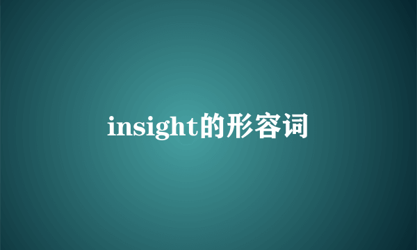 insight的形容词