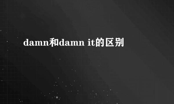 damn和damn it的区别