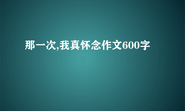 那一次,我真怀念作文600字