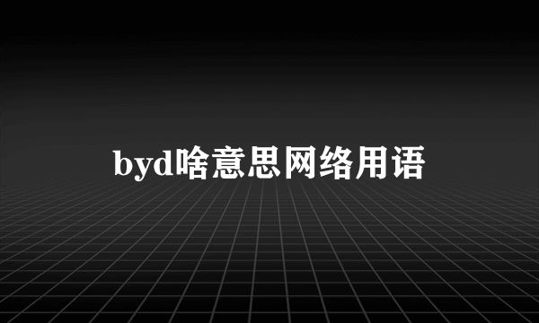 byd啥意思网络用语