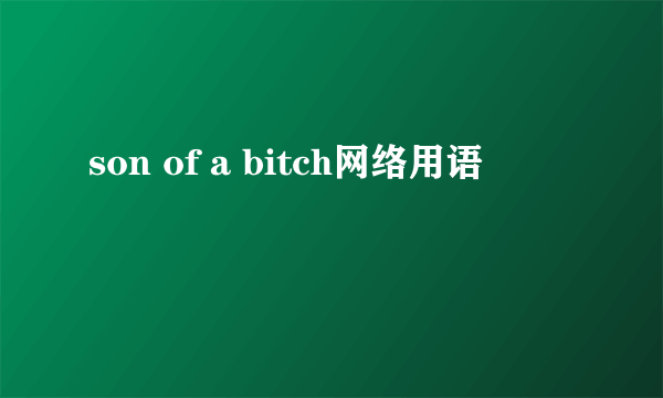 son of a bitch网络用语