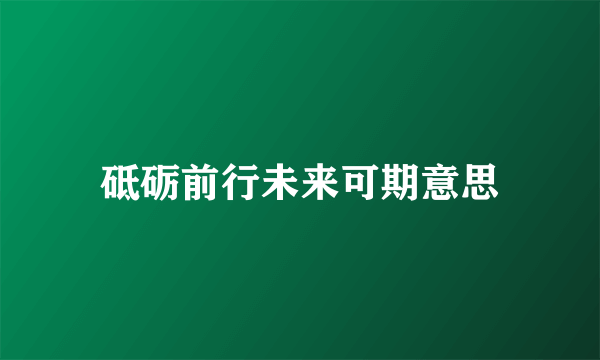 砥砺前行未来可期意思