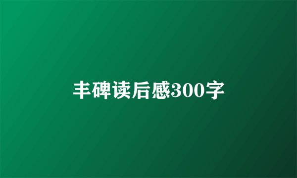 丰碑读后感300字