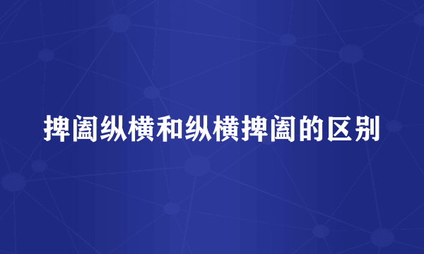 捭阖纵横和纵横捭阖的区别