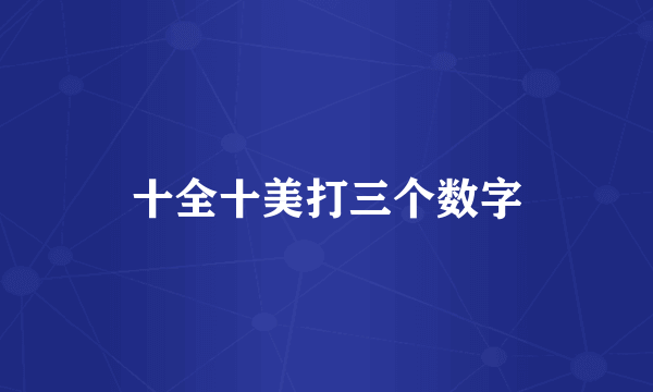 十全十美打三个数字