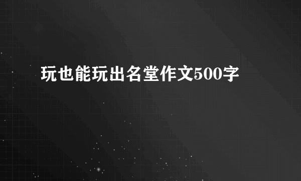 玩也能玩出名堂作文500字