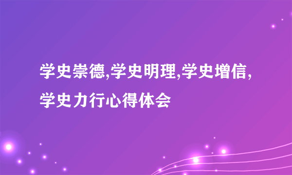 学史崇德,学史明理,学史增信,学史力行心得体会