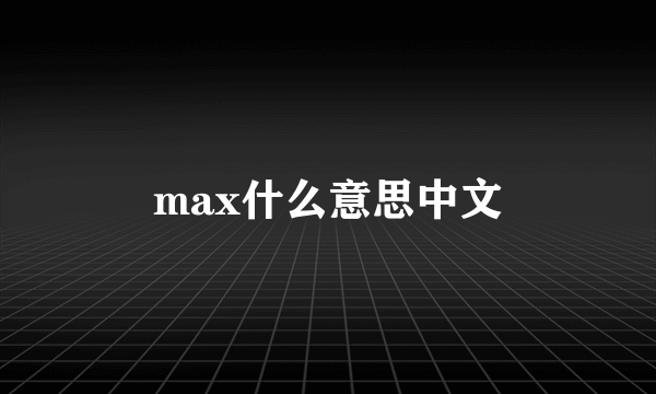 max什么意思中文