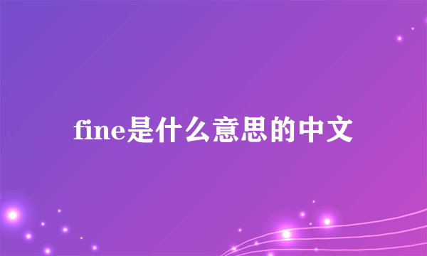 fine是什么意思的中文