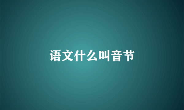 语文什么叫音节