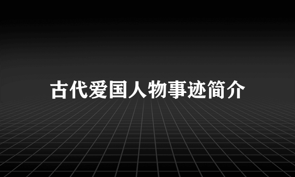 古代爱国人物事迹简介