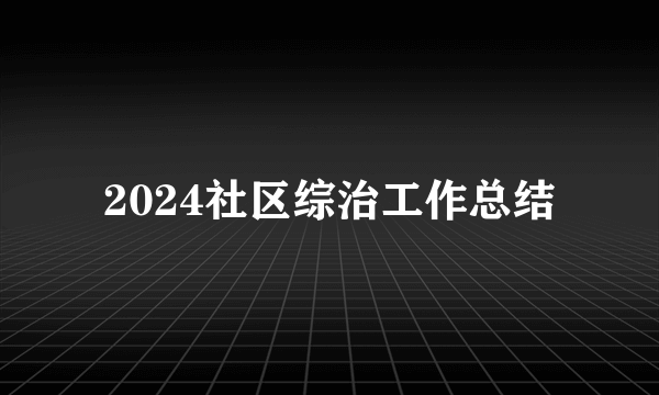 2024社区综治工作总结