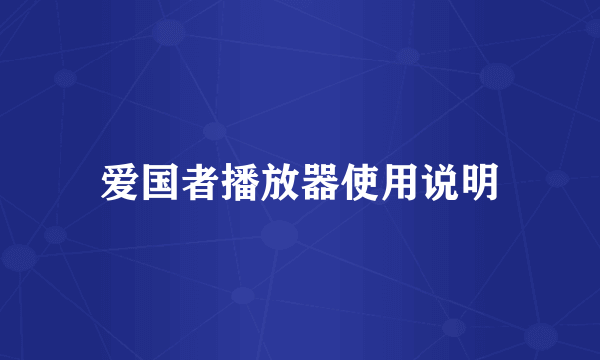 爱国者播放器使用说明