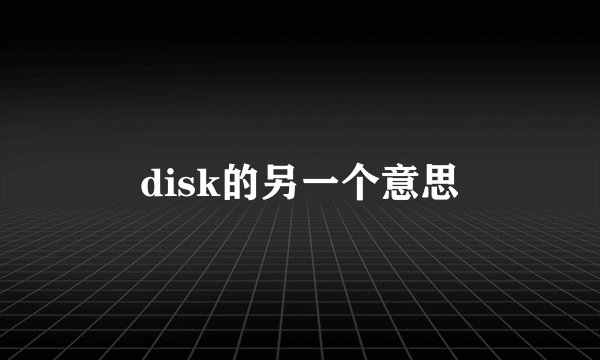 disk的另一个意思