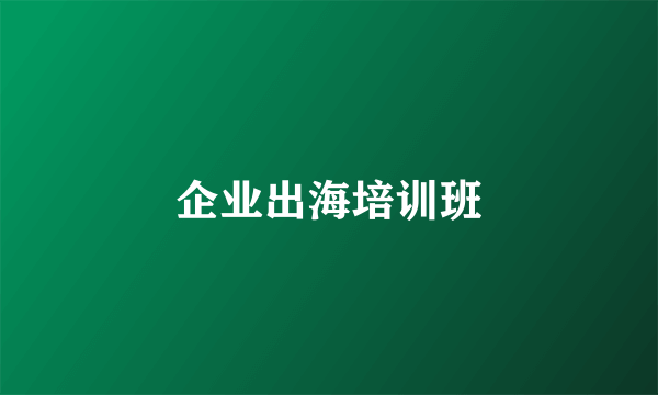 企业出海培训班