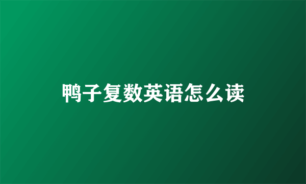 鸭子复数英语怎么读