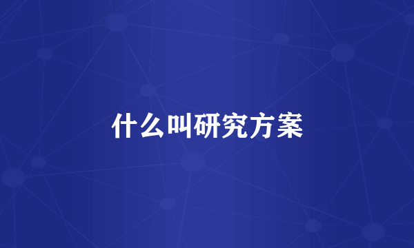 什么叫研究方案