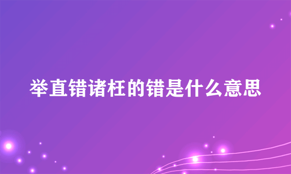 举直错诸枉的错是什么意思